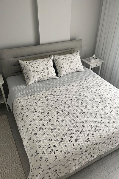 NANOSOFT Σετ Καλύμματα Κρεβατιού Καπιτονέ - 160x230 cm - Λουλούδι