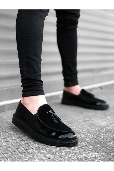 BOA Ba0005 Laceless High Sole Black Sole Classic Suede Detailed Tasseled Corcik Men's Shoes