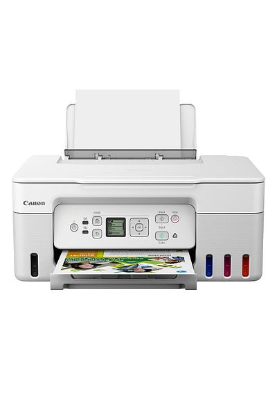 Canon Pixma G3470 - طابعة بيضاء متعددة الوظائف/مسح ضوئي/ناسخة/واي فاي مع خزان حبر مضحك