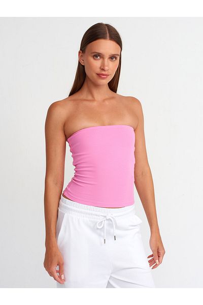 Dilvin 20659 Model - Pink Crop Top
