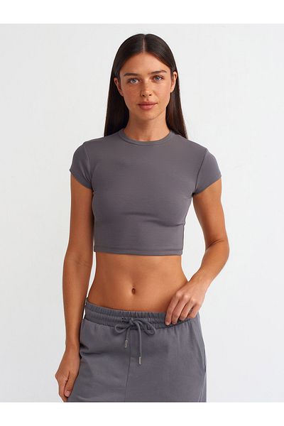 Dilvin Smoked Crop Top - 30936 Body-Sitting Model