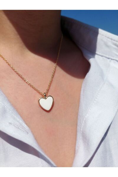 PlnDesign Minimal Kalp Kolye Beyaz