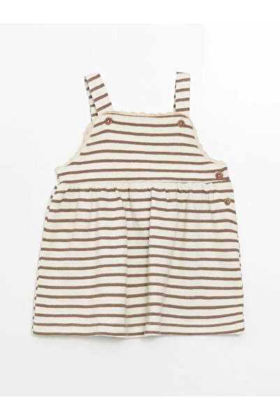 LC Waikiki LCW baby Kare Yaka Çizgili Kız Bebek Elbise ve Tişört 2'li Takım