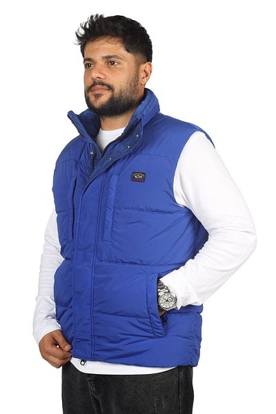 PAUL&SHARK Men's Stand Collar Insulated Brand Logo Zippered Blue Vest13312305-408