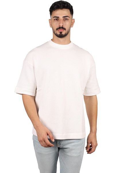 Emporio Armani تي شيرت أبيض بأكمام قصيرة وشعار 100% قطن للرجال 3R1TBY 1JFBZ-0101