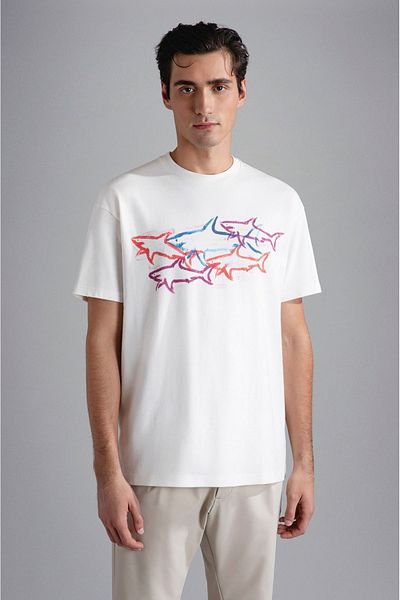 PAUL&SHARK Men's Brand Logo Detailed Crew Neck Regular Fit Ecru T-Shirt24411115-490