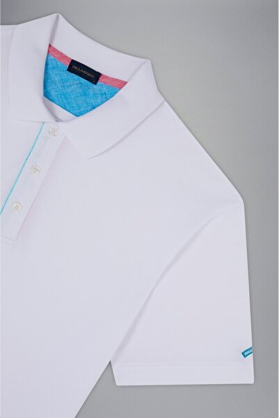 PAUL&SHARK Ανδρικό μπλουζάκι με λαιμόκοψη με κουμπιά και κοντό μανίκι λευκό πόλο 24411322 -010