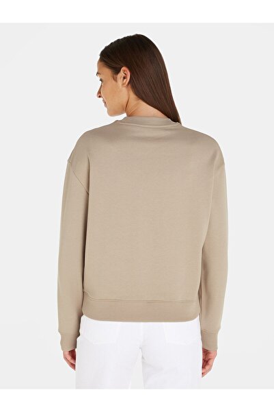 Calvin Klein Kadın Logolu Yuvarlak Yakalı Uzun Kollu Günlük Kullanım Kahverengi Sweatshirt K20K205450-PDZ