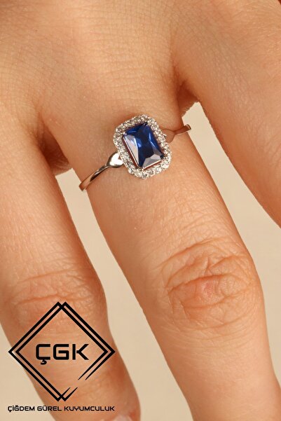 Çgk Çiğdem Gürel Kuyumculuk Sevgililer Günü Kalpli Lacivert Baget Tektaş Altı...