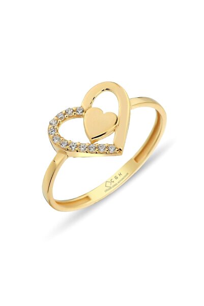 Çgk Çiğdem Gürel Kuyumculuk Kadın Sarı Kalp Altın Yüzük Zy0290