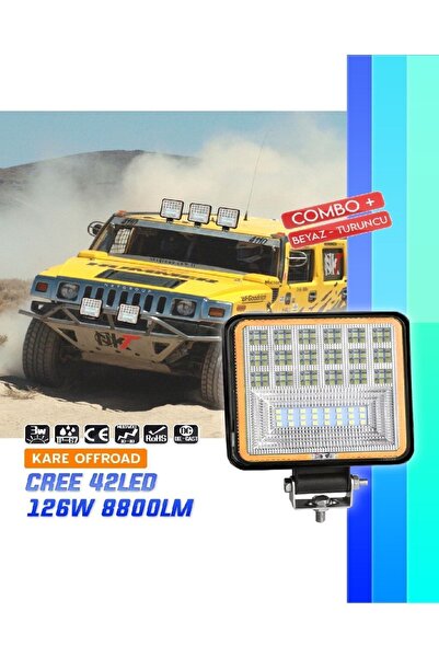 NKT GROUP 42 Led 126 W Beyaz 3 Modlu Turuncu Beyaz Yayıcı Off Road Farı Lamba...