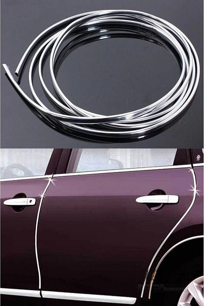 SAHLAN Car Interior and Exterior Elkamet Plug-in Door Protector Slat U Type Nickel Plating Slat 15 Meters