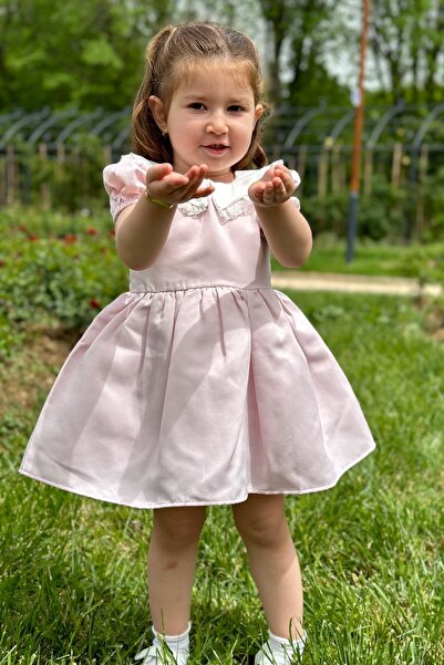 Baby Animals Kız Bebek Elbise Kız Çocuk Elbise Doğum Günü Parti Düğün Elbise Dantelli Kısa Kol Astarlı Elbise