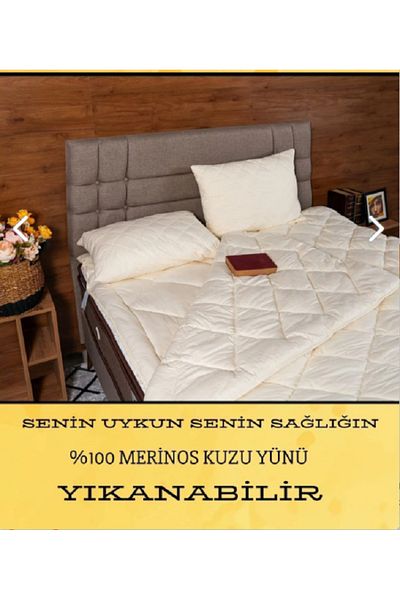 GENÇEV HOME COLLECTİONS 155*215 100% Merino Single Wool Quilt - Inner Padding 100% Cotton Outer Fabric, Washable