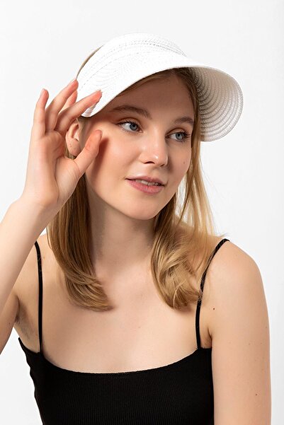 Saria Moda Straw White Visor Women's Hat