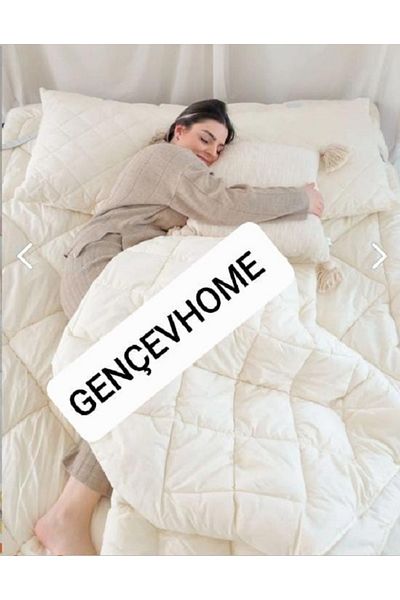 GENÇEV HOME COLLECTİONS 155*215 100% Merino Single Wool Quilt - Inner Padding 100% Cotton Outer Fabric, Washable