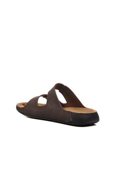 BENTO Ayakmod 66.001 Кавові чоловічі капці з подвійною стрічкою