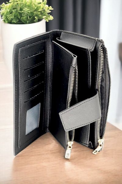 Aksesuar Πορτοφόλι Unisex από μαλακό δέρμα με φερμουάρ - 19 x 10 cm