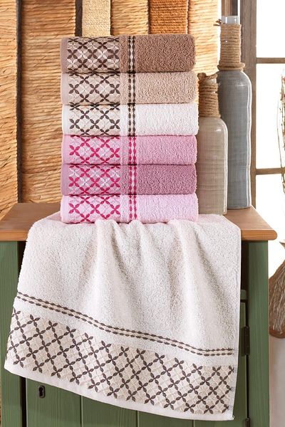BİNNUR HOME Plaid 50x90 Cm 6 Piece Antibacterial Hand and Face Towel | Cotton
