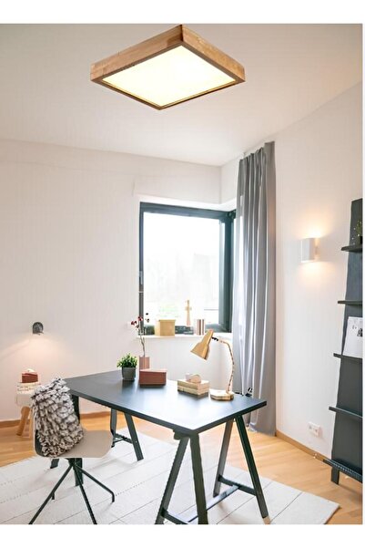 AR&MA WOOD Ahşap Çerçeve Tavan Led Aydınlatma Avize 30*30 cm Salon Yatak Odas...