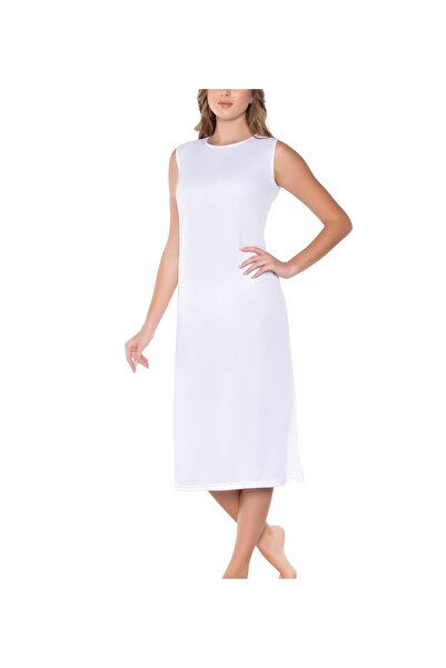 tessetür Bone diyarı White Long Sleeveless Dress - Lined Underskirt Petticoat