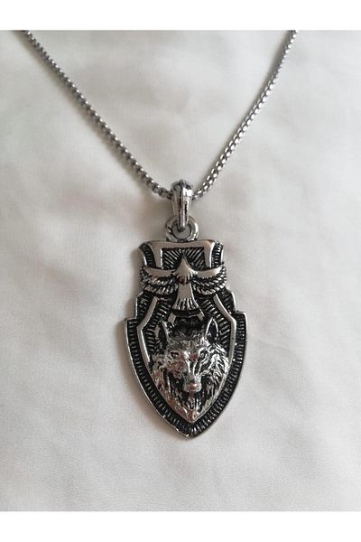 Judas Takı Men's Wolf Necklace - Eagle Detailed