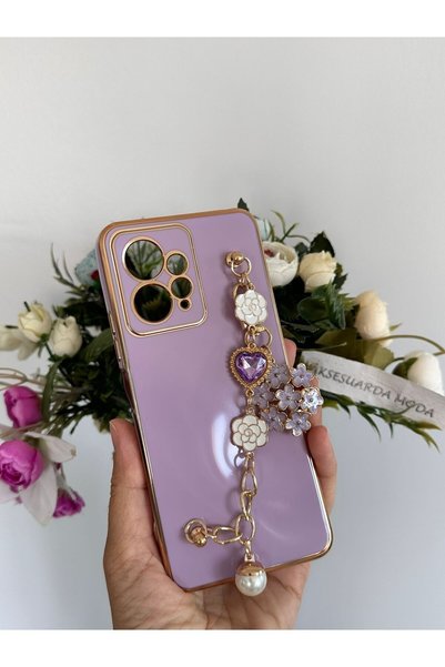 Aksesuarda Moda Redmi Note 12 Compatible Floral Stone Pearl Handheld Laser Cut Case