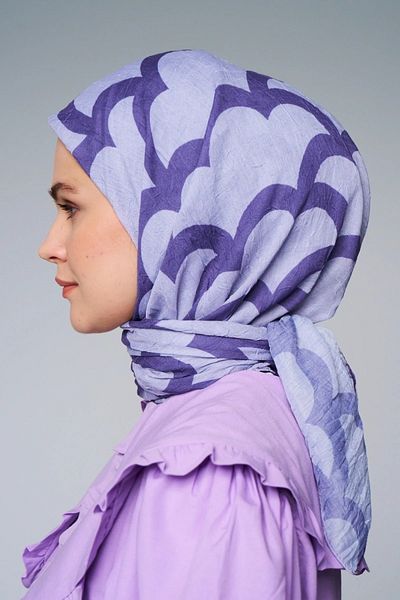Modakaşmir Lilac Cloud Patterned Bamboo Scarf