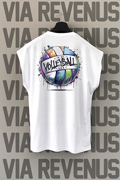 Vordevia Λευκό αθλητικό μπλουζάκι βόλεϊ - Πίσω στάμπα, μηδενικά μανίκια