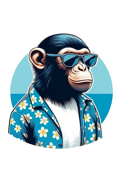MegaSticker Autocolant Cool Monkey 13x12 cm - pentru motor, cască, laptop, mașină