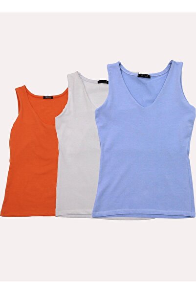 Ceylen 3'lü Kadın Sıfırkol T-Shirt