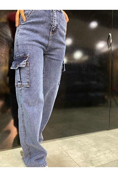 Lixera Ramrod Blue Snow Wash cu talie foarte înaltă Lycra Cargo Buzunar Palaz...