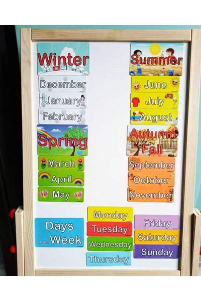 Okuling Magnetic English Word Cards Flashcards - Days, Months, Seasons / Days, Months, Seasons