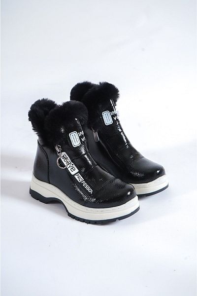 Demashoes Леки ботуши с неплъзгаща се подметка за момиче с детайли от черна кожа