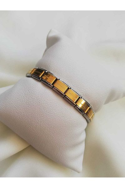 Judas Takı Silver Yellow Italian Charm Steel Bracelet