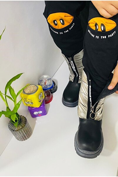 Demashoes Çocuk Platin Kar Çizmesi Su Geçirmez Kaymaz Taban