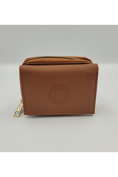 DAVID POLO Women's Tan Sports Multi-Pocket and High Quality Mini Wallet