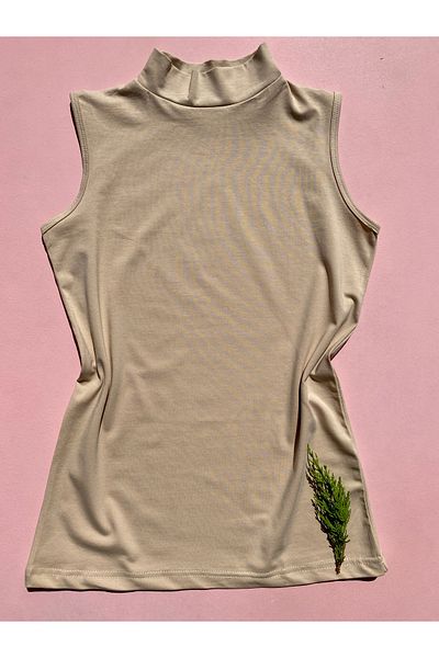 LEYNA BUTİK Turtleneck Cotton Lycra Women's Athlete - 2 Pieces Black and Tan