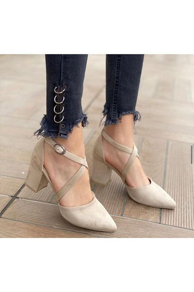 Demashoes Pantofi clasici cu toc Dema din piele intoarsa de nurca