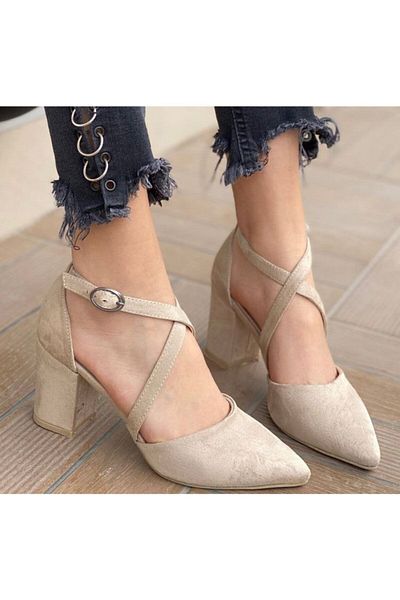 Demashoes Pantofi clasici cu toc Dema din piele intoarsa de nurca