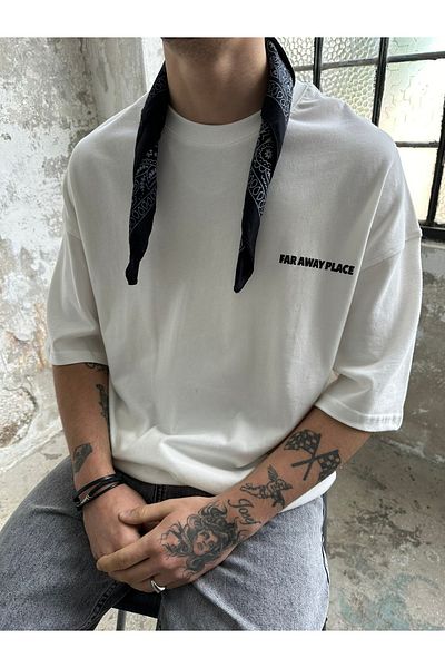 No362 Far Away Place - Ecru Oversize Winged T-Shirt