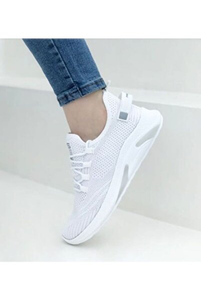 Demashoes Λευκά Πλεκτά Ορθοπεδικά Καθημερινά Αθλητικά Παπούτσια Συνδυασμός Ζε...
