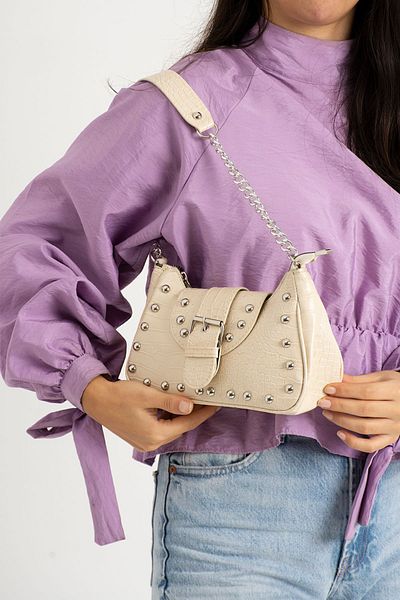 NBİBAGS Geantă neagră de mână și de umăr cu model de crocodil cu capse