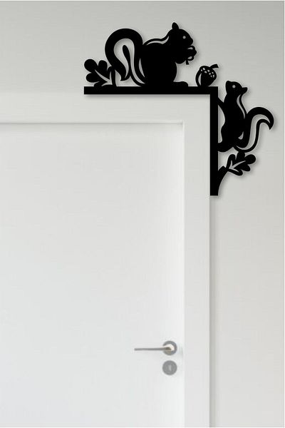 AHŞAP HEDİYENİZ Laser Cut Door Corner Ornament Squirrel Decor