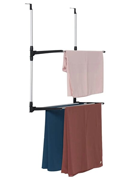 Genel Markalar Lüks 2 Katlı Kapı Arkası Kurutma Askısı Kurutmalık Paslanmaz Askı Çamaşır Kıyafet Askısı 61cm