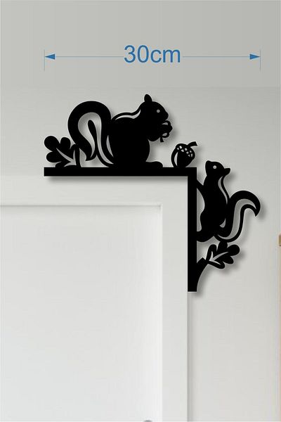 AHŞAP HEDİYENİZ Laser Cut Door Corner Ornament Squirrel Decor