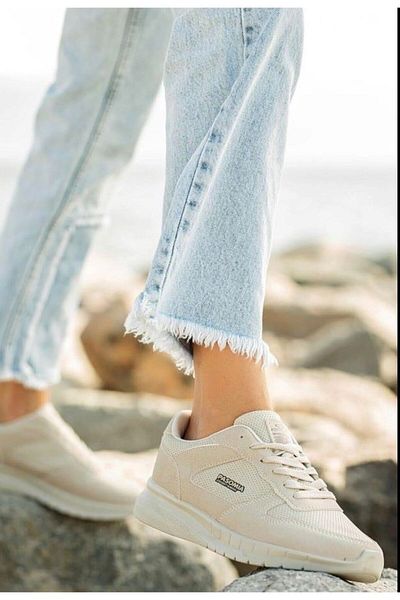 Demashoes Unisex Ορθοπεδικό Μπεζ Συνθετικό Δέρμα Casual Αθλητικά Παπούτσια