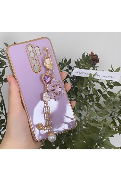 Aksesuarda Moda حافظة Redmi Note 8 Pro المتوافقة مع الزهور والأحجار واللؤلؤ ا...