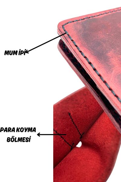 Parscraft Handmade Genuine Leather Premium Wallet Red Wide Model