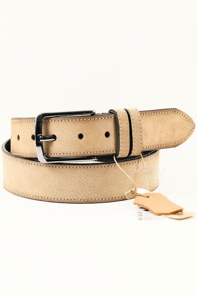 Parscraft Δερμάτινη ανδρική ζώνη Nubuck 4 εκ. Μπεζ τζιν υφασμάτινη αθλητική ζώνη